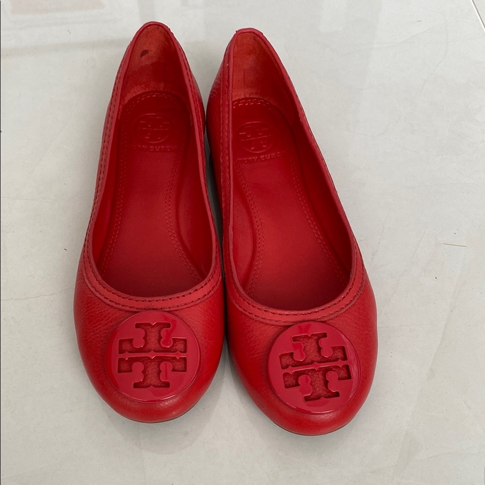 Tory Burch Red Flats Elegant Loafers